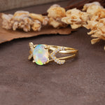 Dual Cross X Pave Accent Oval Cut Fire Opal Engagement Ring - Additional view