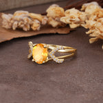 Dual Cross X Pave Accent Oval Cut Citrine Engagement Ring - Additional view