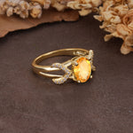 Dual Cross X Pave Accent Oval Cut Citrine Engagement Ring - Additional view