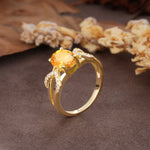 Dual Cross X Pave Accent Oval Cut Citrine Engagement Ring - Additional view