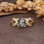 Dual Cross X Pave Accent Oval Cut Black Rutilated Quartz Engagement Ring - Additional view