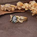 Dual Cross X Pave Accent Oval Cut Black Rutilated Quartz Engagement Ring - Additional view