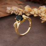 Dual Cross X Pave Accent Oval Cut Black Onyx Engagement Ring - Additional view