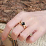 Dual Cross X Pave Accent Oval Cut Black Onyx Engagement Ring - Additional view