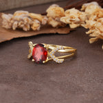 Dual Cross X Pave Accent Oval Cut Garnet Engagement Ring - Additional view