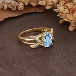 Dual Cross X Pave Accent Oval Cut Aquamarine Engagement Ring - Additional view