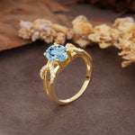 Dual Cross X Pave Accent Oval Cut Aquamarine Engagement Ring - Additional view