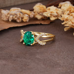 Dual Cross X Pave Accent Oval Cut Emerald Engagement Ring - Additional view