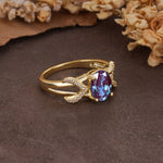 Dual Cross X Pave Accent Oval Cut Alexandrite Engagement Ring - Additional view