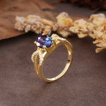 Dual Cross X Pave Accent Oval Cut Alexandrite Engagement Ring - Additional view