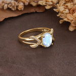 Dual Cross X Pave Accent Oval Cut Moonstone Engagement Ring - Additional view