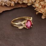 Dual Cross X Pave Accent Oval Cut Ruby Engagement Ring - Additional view