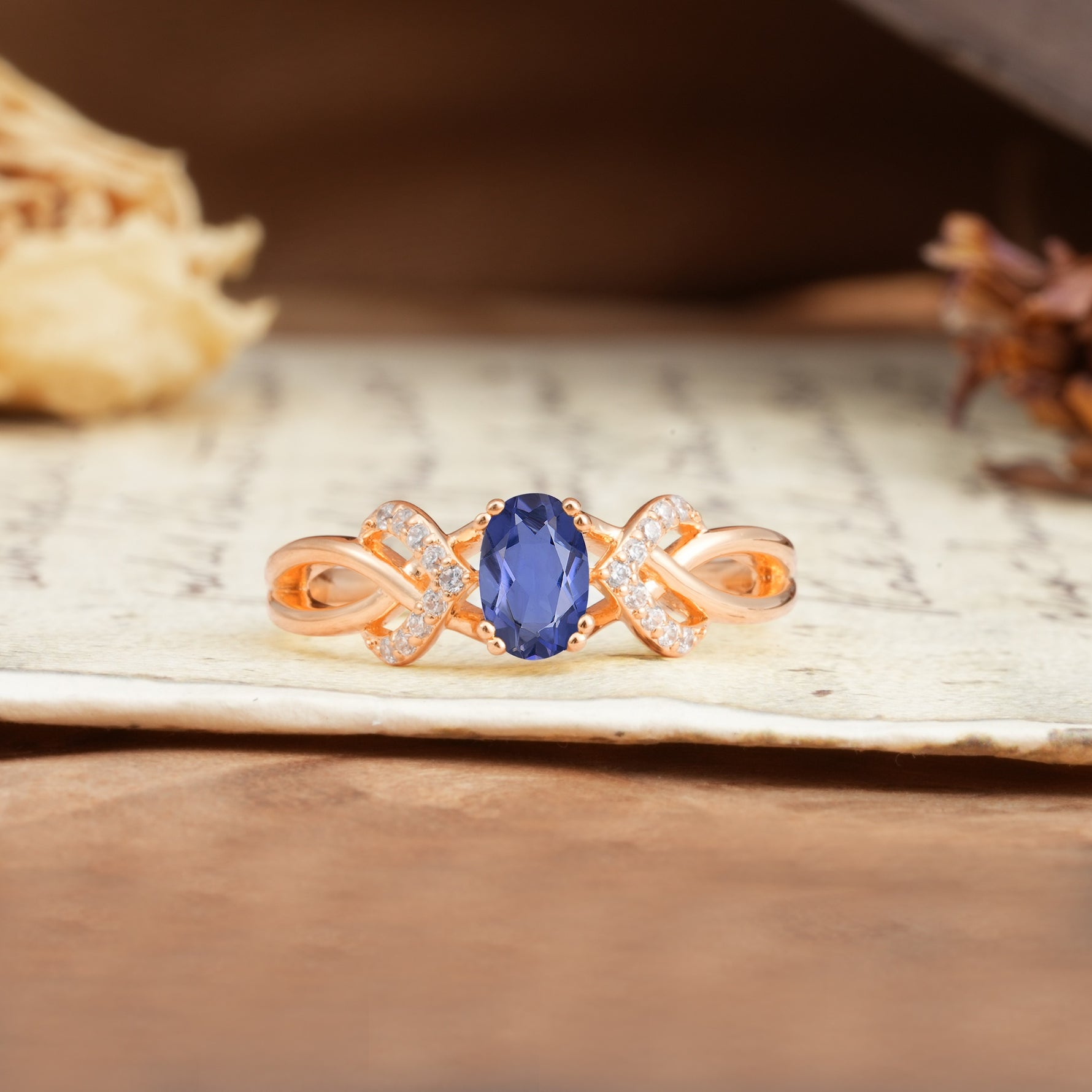 Uniquely Creative 8-Prong Setting with Oval Cut Tanzanite Engagement Ring - Additional view