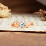 Uniquely Creative 8-Prong Setting with Oval Cut Moss Agate Engagement Ring - Additional view