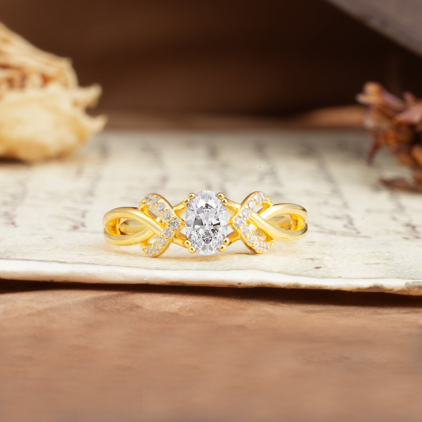 Uniquely Creative 8-Prong Setting with Oval Cut Moissanite Engagement Ring - Additional view
