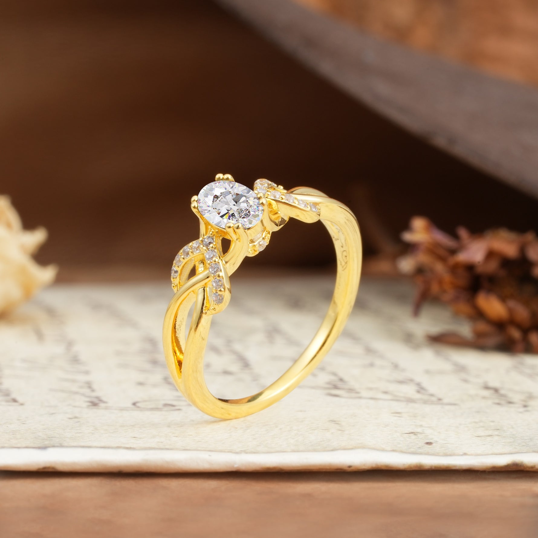 Uniquely Creative 8-Prong Setting with Oval Cut Moissanite Engagement Ring - Additional view