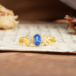 Uniquely Creative 8-Prong Setting with Oval Cut Sapphire Engagement Ring - Additional view
