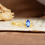 Uniquely Creative 8-Prong Setting with Oval Cut Sapphire Engagement Ring - Additional view