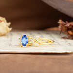 Uniquely Creative 8-Prong Setting with Oval Cut Sapphire Engagement Ring - Additional view