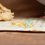 Uniquely Creative 8-Prong Setting with Oval Cut Fire Opal Engagement Ring - Additional view