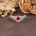 Unique Luxury Crown-Style 4-Prong Round-Cut Three-Stone Ruby Engagement Ring - Additional view