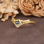 Unique Luxury Crown-Style 4-Prong Round-Cut Three-Stone Black Rutilated Quartz Engagement Ring - Additional view
