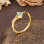 Unique Luxury Crown-Style 4-Prong Round-Cut Three-Stone Moss Agate Engagement Ring - Additional view