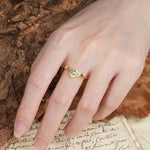 Unique Luxury Crown-Style 4-Prong Round-Cut Three-Stone Moss Agate Engagement Ring - Additional view