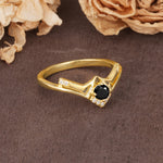 Unique Luxury Crown-Style 4-Prong Round-Cut Three-Stone Black Onyx Engagement Ring - Additional view
