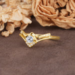 Unique Luxury Crown-Style 4-Prong Round-Cut Three-Stone Lab Diamond Engagement Ring - Additional view