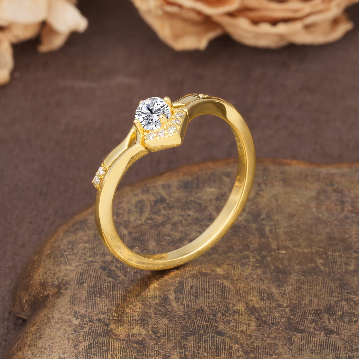 Unique Luxury Crown-Style 4-Prong Round-Cut Three-Stone Lab Diamond Engagement Ring - Additional view