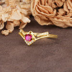Unique Luxury Crown-Style 4-Prong Round-Cut Three-Stone Ruby Engagement Ring - Additional view