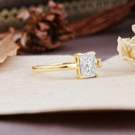 Unique, Classic 4-Prong Emerald Cut Moissanite Two Stones Wedding Ring - Additional view