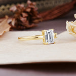 Unique, Classic 4-Prong Emerald Cut Lab Diamond Two Stones Wedding Ring - Additional view