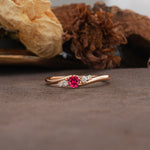 Unique, Classic, Twisted 6-Prong Round Cut Ruby Engagement Ring - Additional view