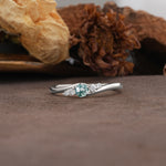 Unique, Classic, Twisted 6-Prong Round Cut Moss Agate Engagement Ring - Additional view
