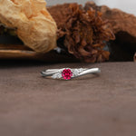 Unique, Classic, Twisted 6-Prong Round Cut Ruby Engagement Ring - Additional view