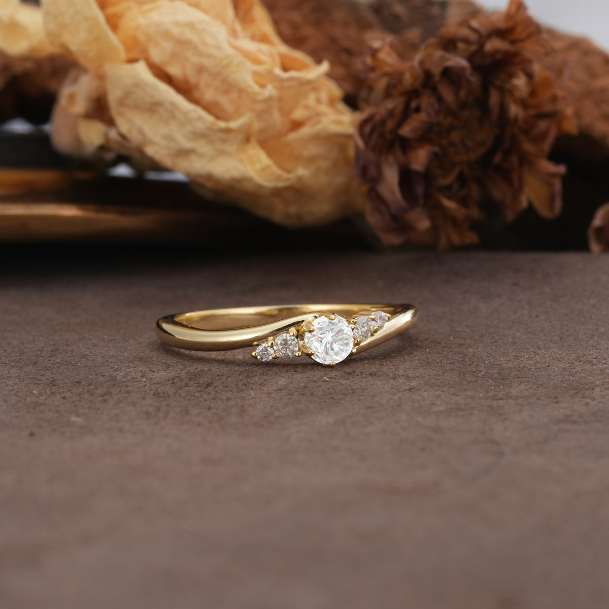 Unique, Classic, Twisted 6-Prong Round Cut Moissanite Engagement Ring - Additional view