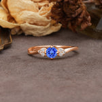 Unique Twisted 4-Prong Round Cut Sapphire Engagement Ring - Additional view