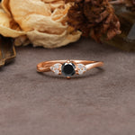 Unique Twisted 4-Prong Round Cut Black Onyx Engagement Ring - Additional view