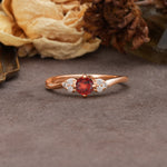 Unique Twisted 4-Prong Round Cut Garnet Engagement Ring - Additional view