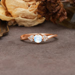 Unique Twisted 4-Prong Round Cut Moonstone Engagement Ring - Additional view