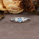 Unique Twisted 4-Prong Round Cut Aquamarine Engagement Ring - Additional view