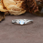 Unique Twisted 4-Prong Round Cut Moonstone Engagement Ring - Additional view