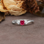 Unique Twisted 4-Prong Round Cut Ruby Engagement Ring - Additional view