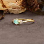 Unique Twisted 4-Prong Round Cut Fire Opal Engagement Ring - Additional view