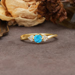 Unique Twisted 4-Prong Round Cut Turquoise Engagement Ring - Additional view