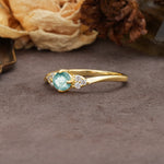 Unique Twisted 4-Prong Round Cut Moss Agate Engagement Ring - Additional view