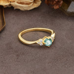 Unique Twisted 4-Prong Round Cut Moss Agate Engagement Ring - Additional view
