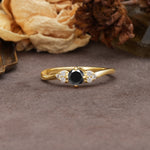 Unique Twisted 4-Prong Round Cut Black Onyx Engagement Ring - Additional view
